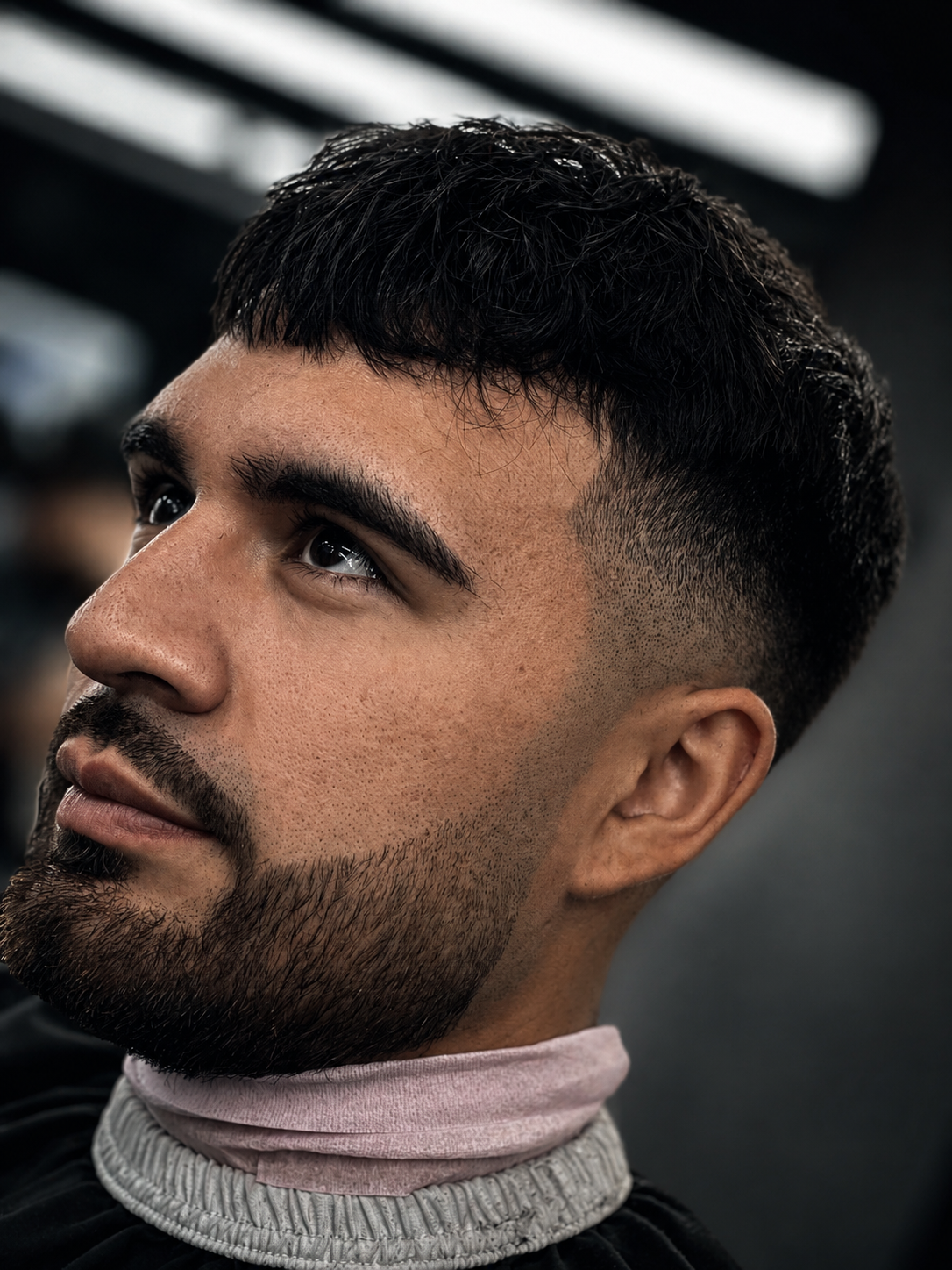 Textured crop with mid fade and beard lineup