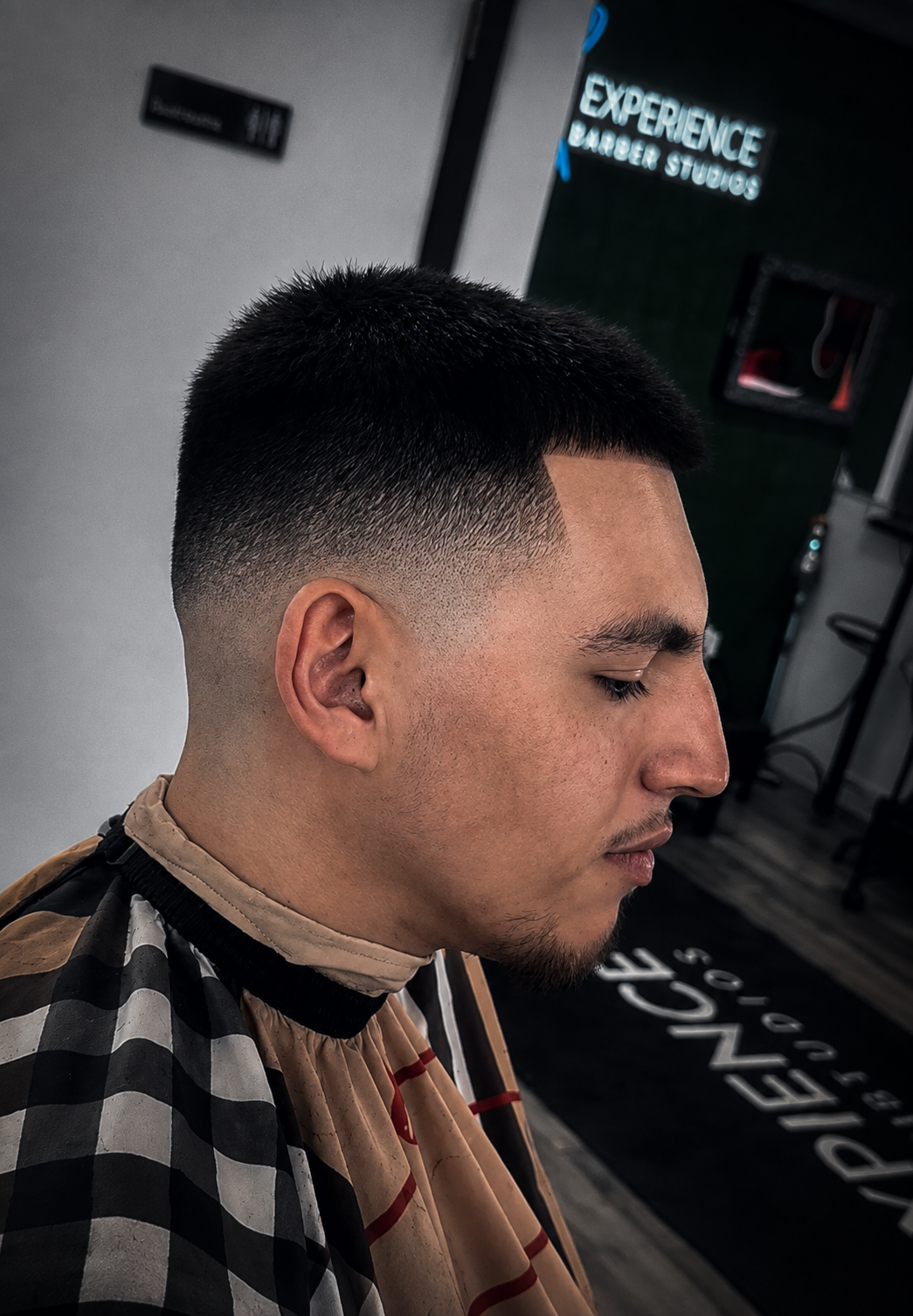 Blowout taper fade with crisp square lineup